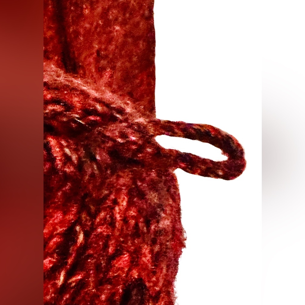 “AMI” Open-Front Soft Red Knarled Cardigan - Picture 3 of 4